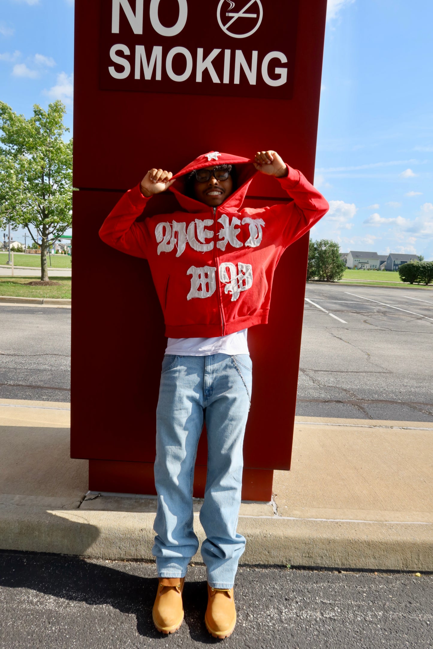 NEXT UP- "ALL EYES ON ME" ZIP-UP HOODIES (SUNFADE RED)